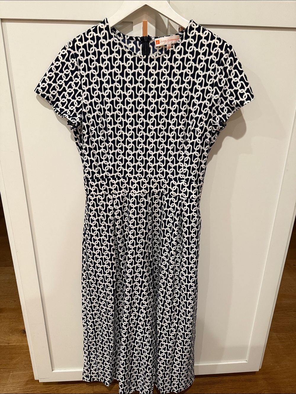 Jude Connally Navy & White Chain-Print Dress